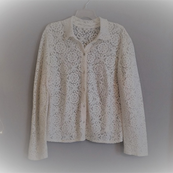 J. Jill lacy button-down top - Picture 1 of 7